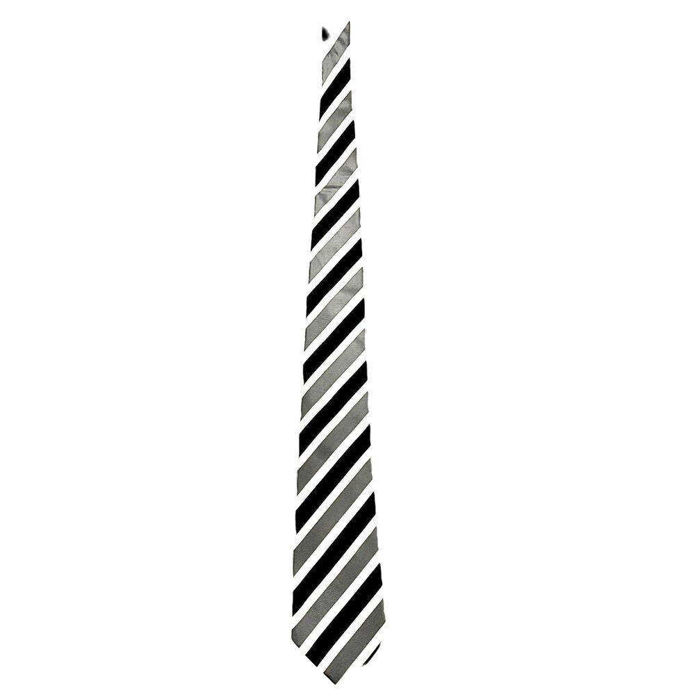 Donald J Trump Signature Collection Men's Striped Silk Necktie Black Gray White